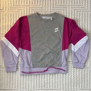 Peloton Chic Fabric Mix Pullover S Colorblock Active Bike Sweatshirt Nylon NWOT